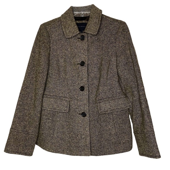 NEW - Banana Republic - brown & tan tweed wool blend button front coat - size M
